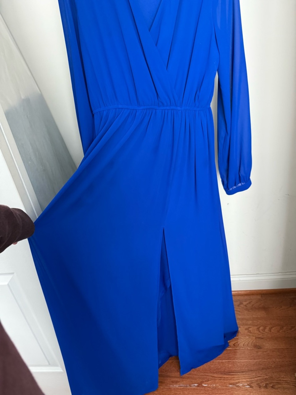 Lulu's Royal Blue Long Sleeve Maxi Wrap Dress - Picture 4 of 5